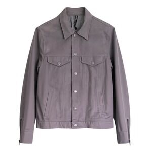 Black Scale BLVCK SCVLE Moto Trucker Jacket Grey Men's S Snap Buttons Suede Feel